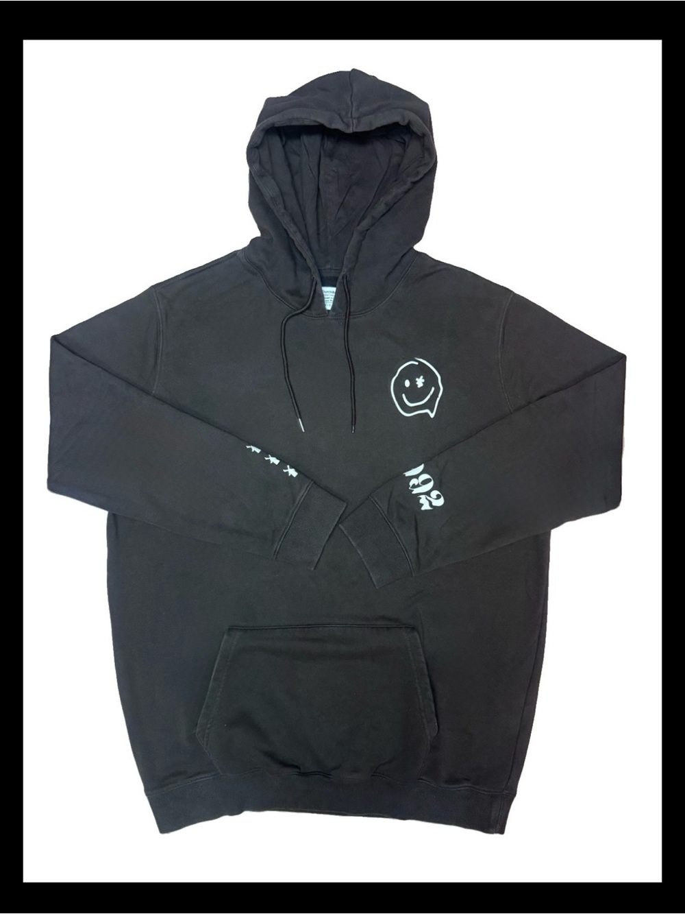 Dutch Bros Black Hoodie with White Smiley Graphic 2XL